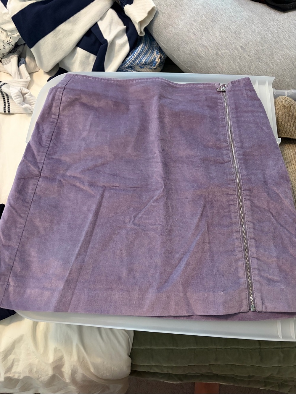 Purple Velvet Skirt with Side Zip